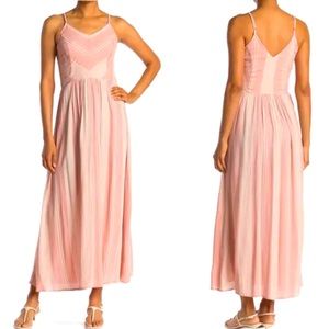 Pink Striped Summer Boho Maxi Dress